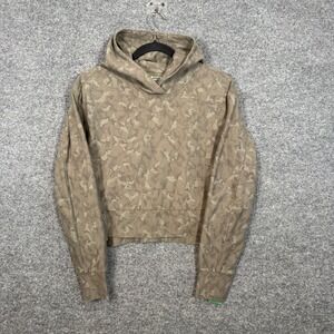 Athleta Coaster Luxe Camo Hoodie Womens XS Green Cropped Sweatshirt Oversized